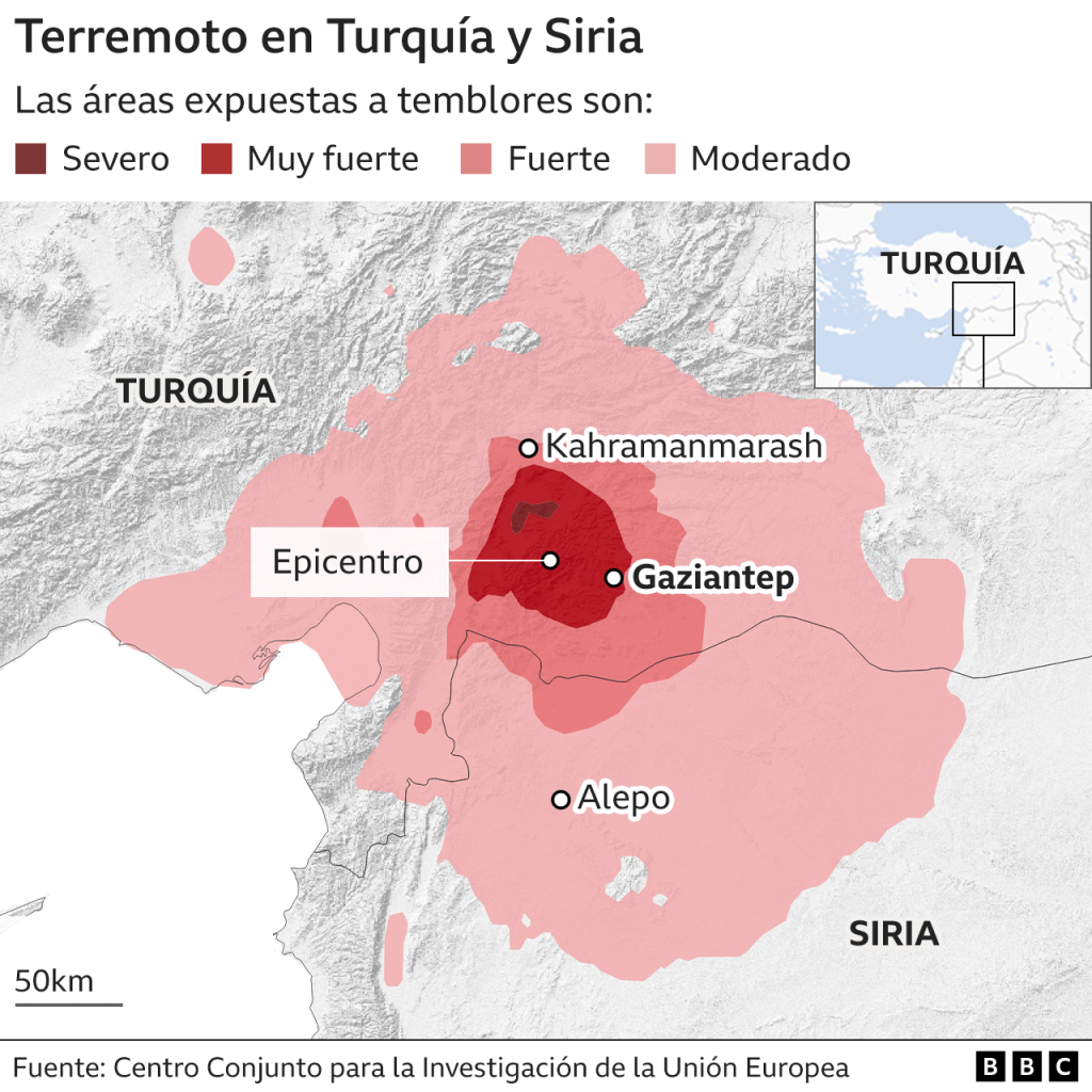 Zonas del terremoto de Turquía