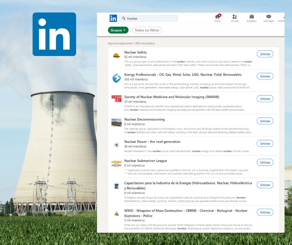 El sector nuclear en LinkedIn. Los grupos